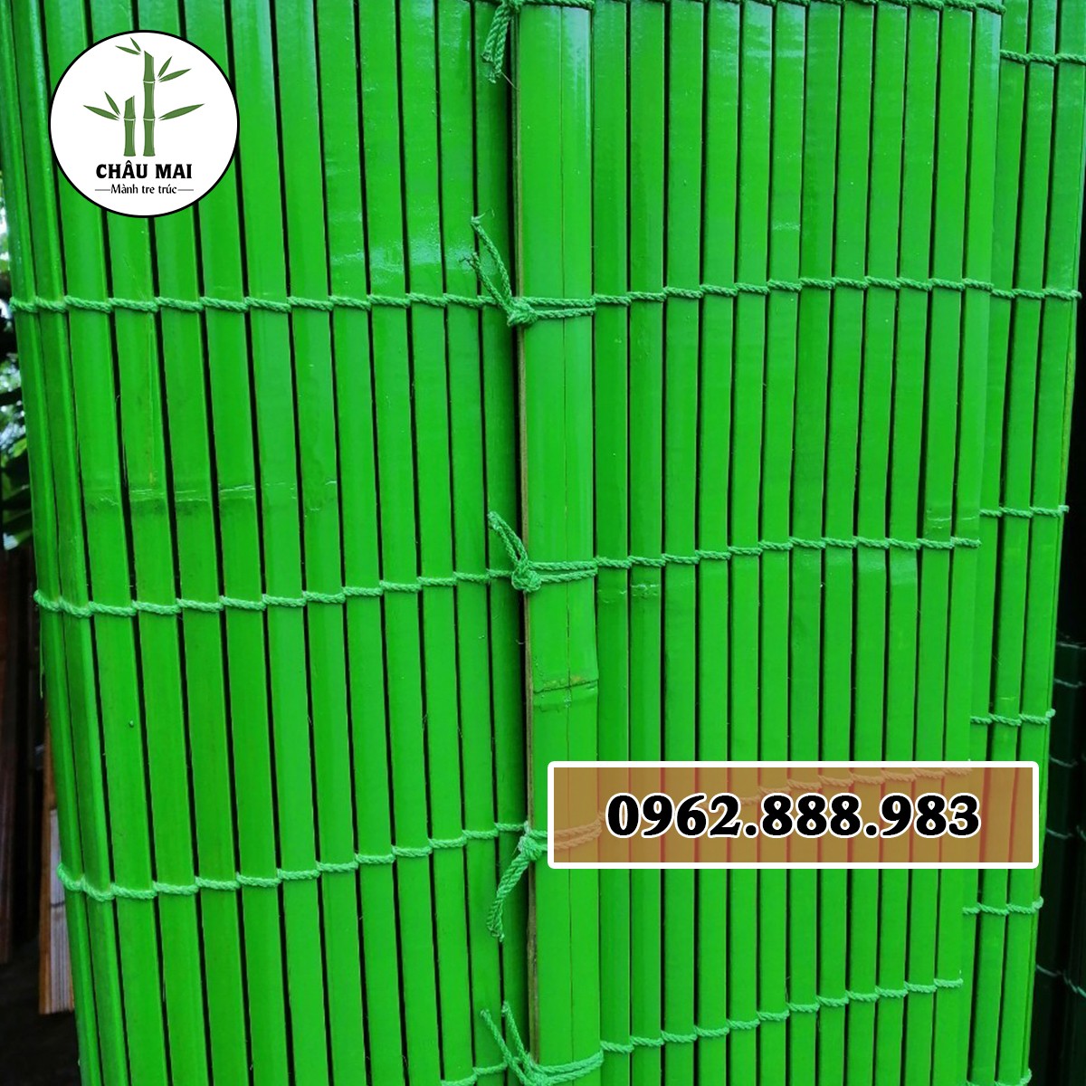Mành Trúc sơn màu xanh lá